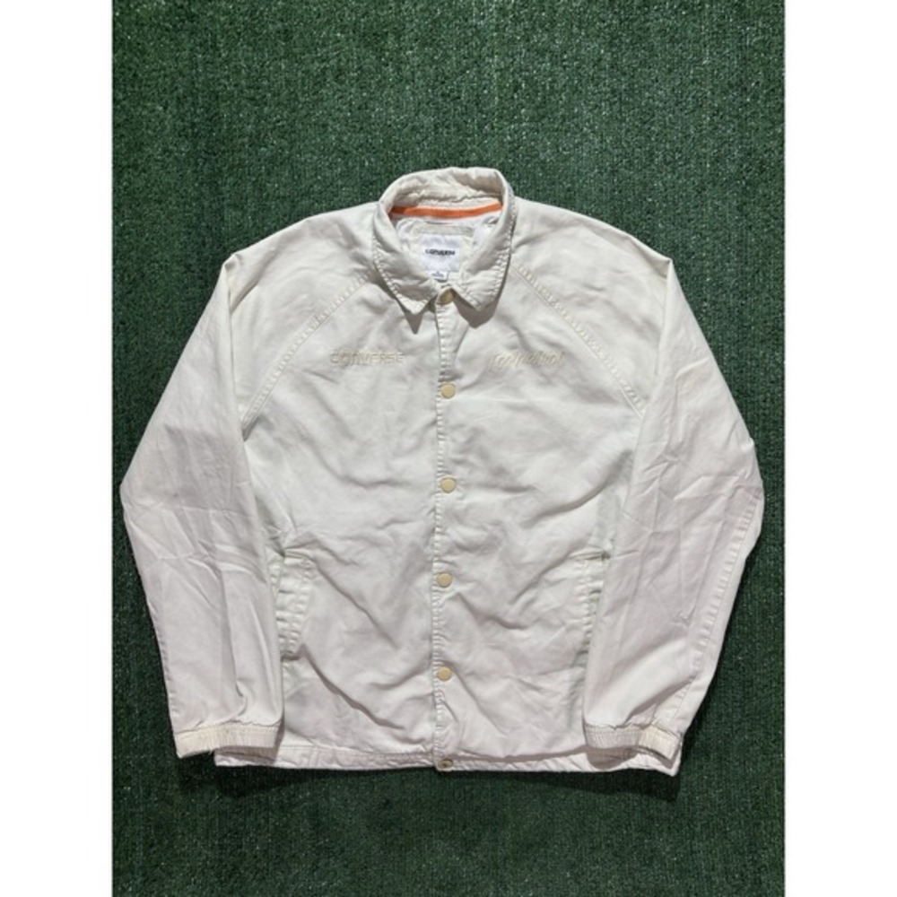 Converse Coaches Jacket Mens Large Off White Footpatrol Collab Back Graphic